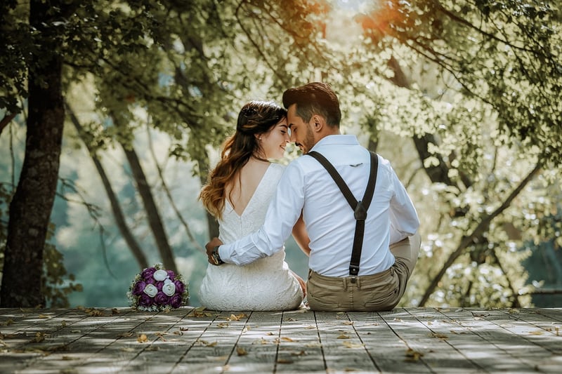 Urban chic wedding couple
